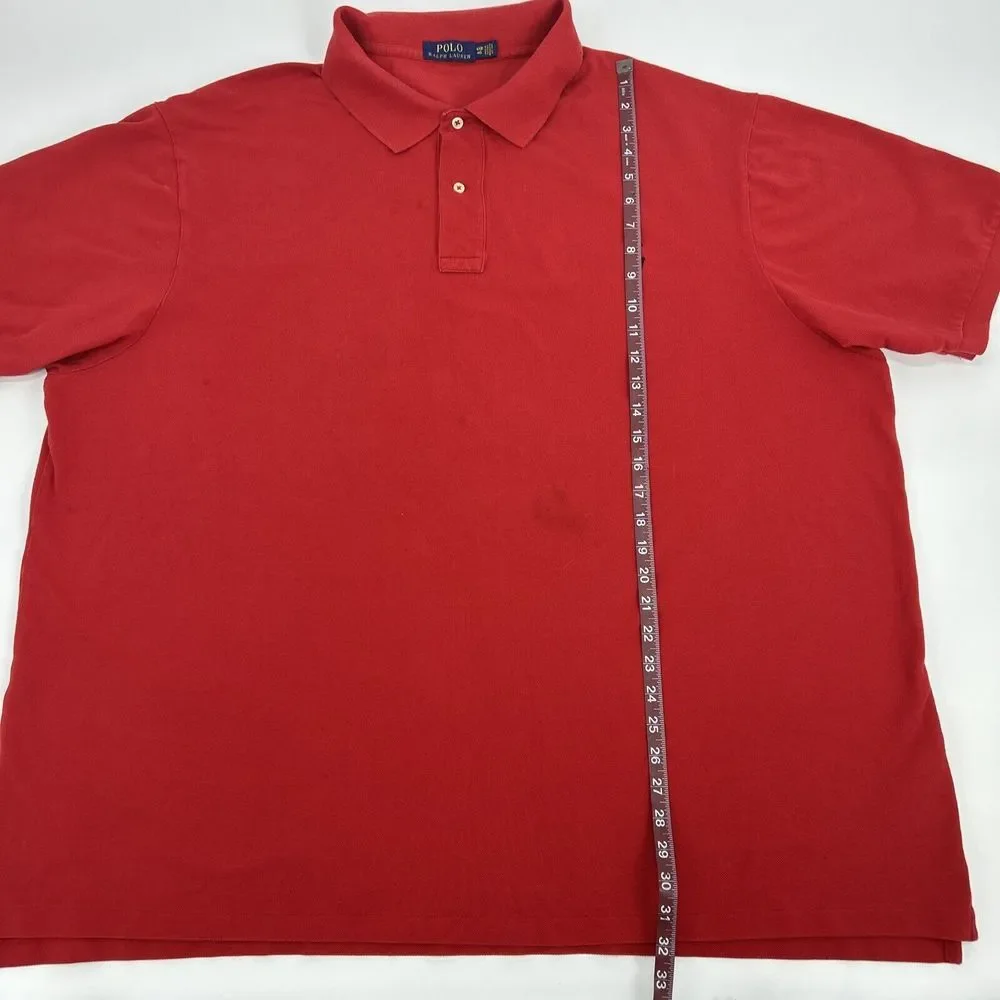 Polo Ralph Lauren Shirt Men's 4XB Big Red Short Sleeve‎ Polo Pique Preppy
